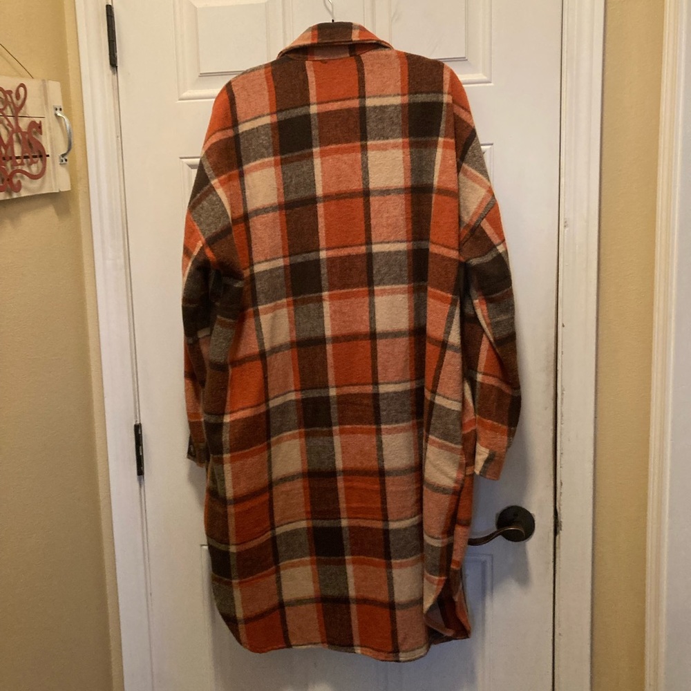 Orange & Black Long Flannel “Shacket”, size 2X. - Picture 2 of 4